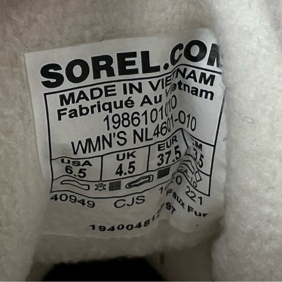 Sorel Explorer II Joan Cozy Leather Faux Shearling Boots 6.5 Black/Sea Salt $165 - Picture 7 of 10